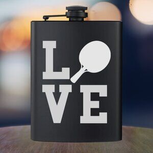 Personalized Sports I Love Ping Pong Black Flask | Ping Pong